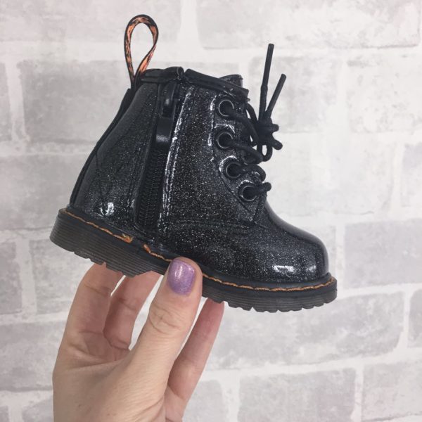 Itty Bitty Princess Black Shimmer Boots