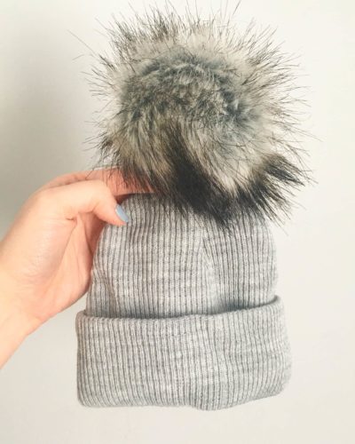 Itty Bitty Cool Grey Pom Pom Beanie Hat