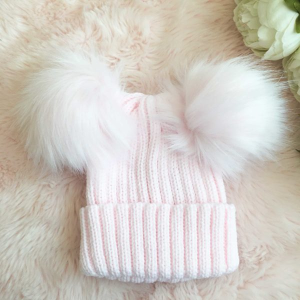 Itty Bitty Princess Pink Double Pom Pom Beanie Hat