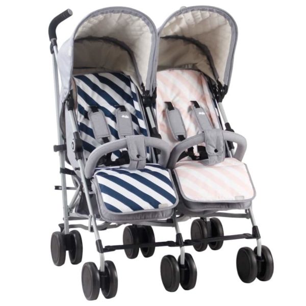 Samantha Faiers MB22 Grey Melange Double Stroller with reversible seat liners