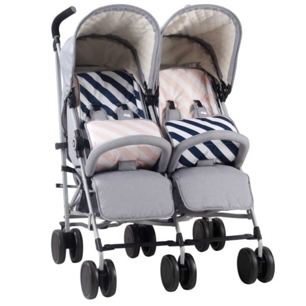 Samantha Faiers MB22 Grey Melange Double Stroller with reversible seat liners