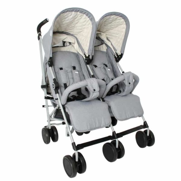 Samantha Faiers MB22 Grey Melange Double Stroller with reversible seat liners