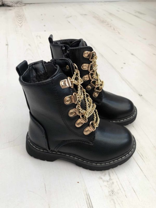 Itty Bitty Rockstar Chain Black Boots
