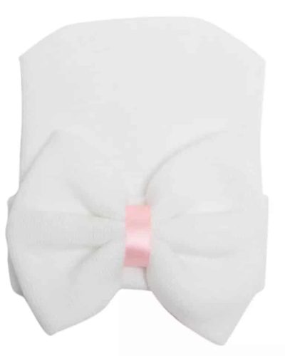 Itty Bitty Newborn White Bow Hat