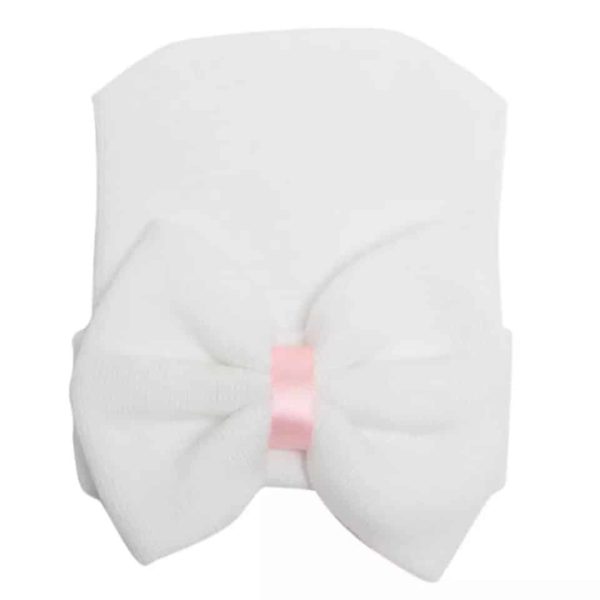 Itty Bitty Newborn White Bow Hat