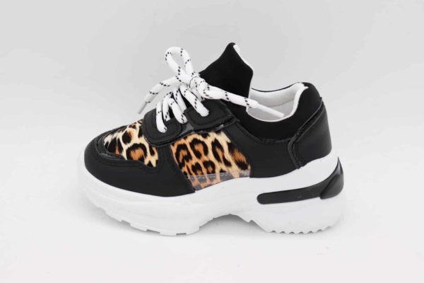 Itty Bitty Black Leopard Triple Sparkle Trainers