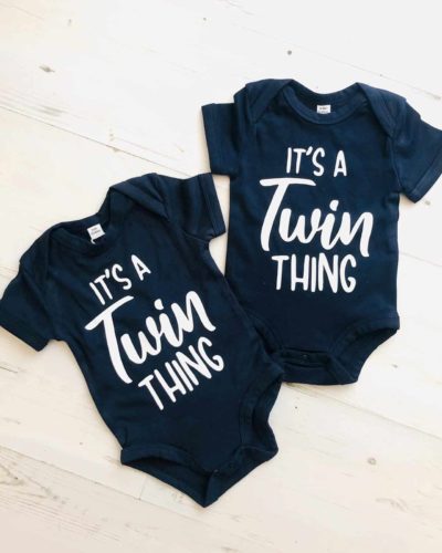 Itty Bitty Navy Blue Twin Thing Rompers