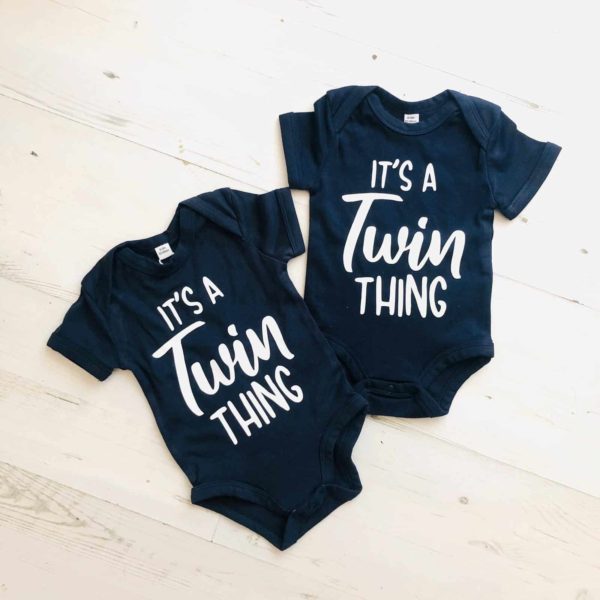 Itty Bitty Navy Blue Twin Thing Rompers