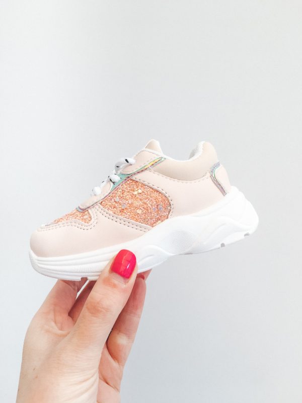 Itty Bitty Rose Gold Triple Sparkle Trainers