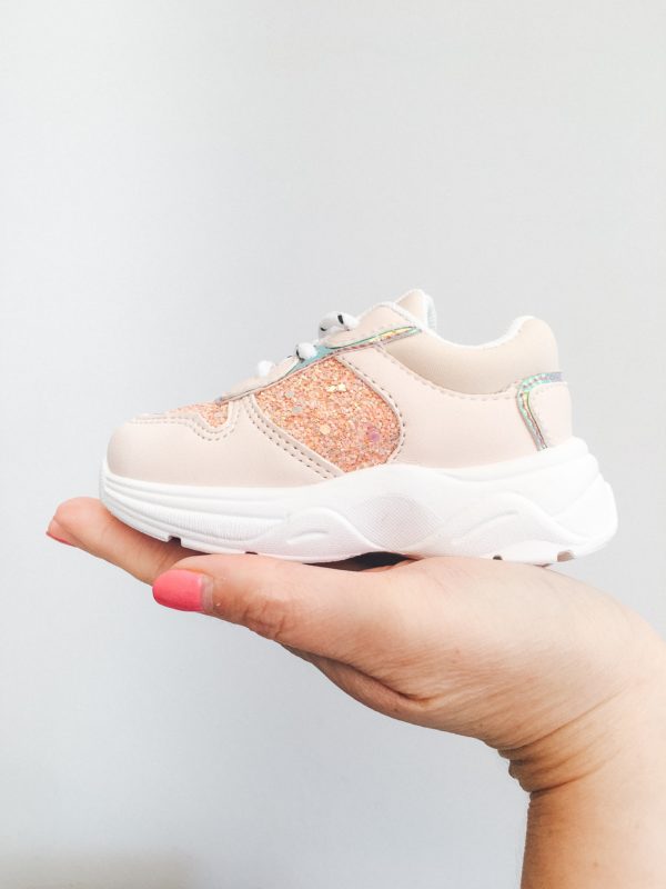 Itty Bitty Rose Gold Triple Sparkle Trainers