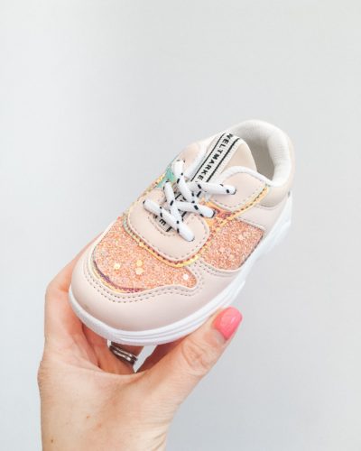 Itty Bitty Rose Gold Triple Sparkle Trainers