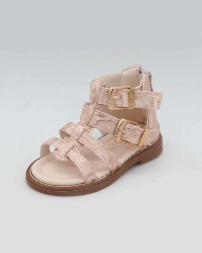 Rose Gold Snakeskin Gladiator Sandals