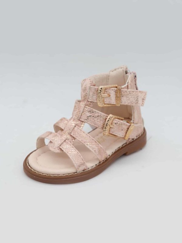 Rose Gold Snakeskin Gladiator Sandals