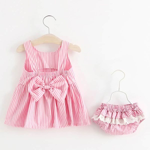 Itty Bitty Pink & White Stripes Baby Girl Summer Set