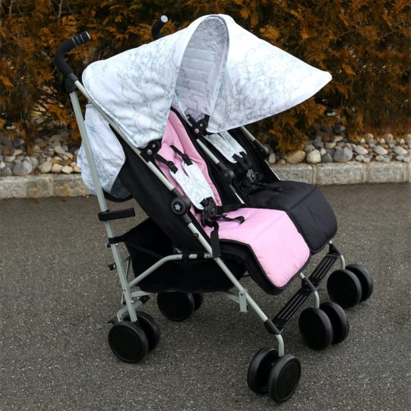 Snooki Double Twin Stroller with reversible seat liners