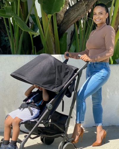 Christina Milian AMPM MB51 Charcoal Stripes Rose Gold Stroller