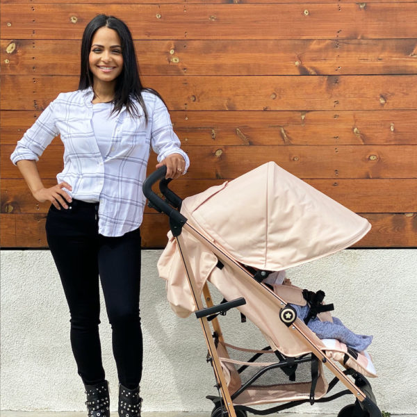 Christina Milian AMPM MB51 Blush Stripes Rose Gold Stroller