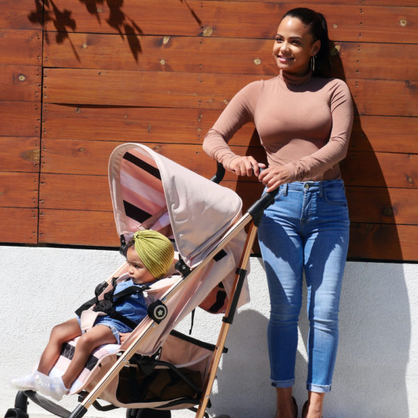 Christina Milian AMPM MB51 Blush Stripes Rose Gold Stroller