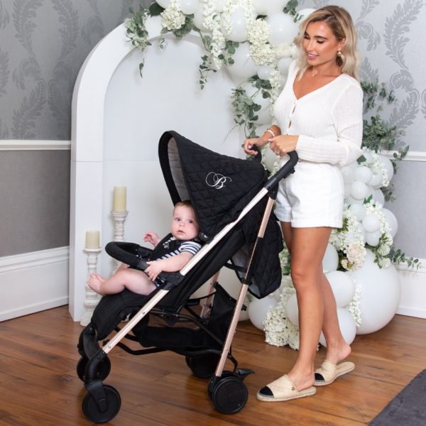 Billie Faiers MB51 Rose Gold Black Quilted Stroller