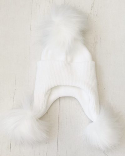 Itty Bitty Ivory 3 Pom Pom Hat