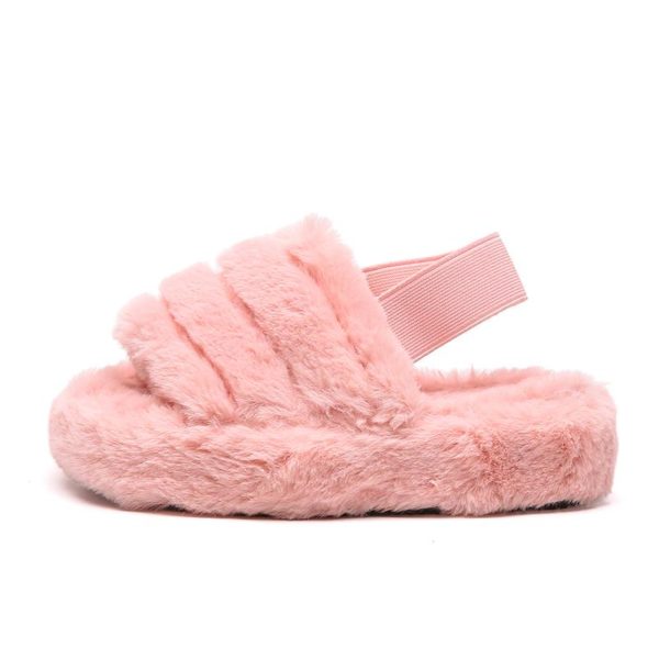 Itty Bitty Pink Faux Fur Cozy Winter Slippers