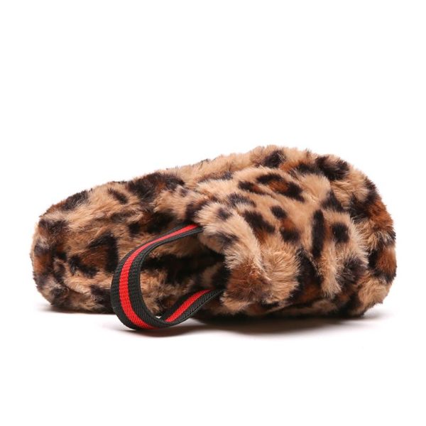 Itty Bitty Leopard Print Faux Fur Cozy Winter Slippers