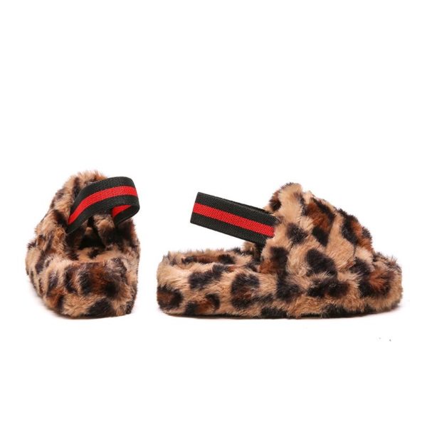 Itty Bitty Leopard Print Faux Fur Cozy Winter Slippers