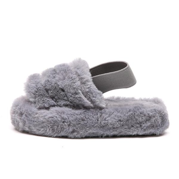 Itty Bitty Grey Faux Fur Cozy Winter Slippers