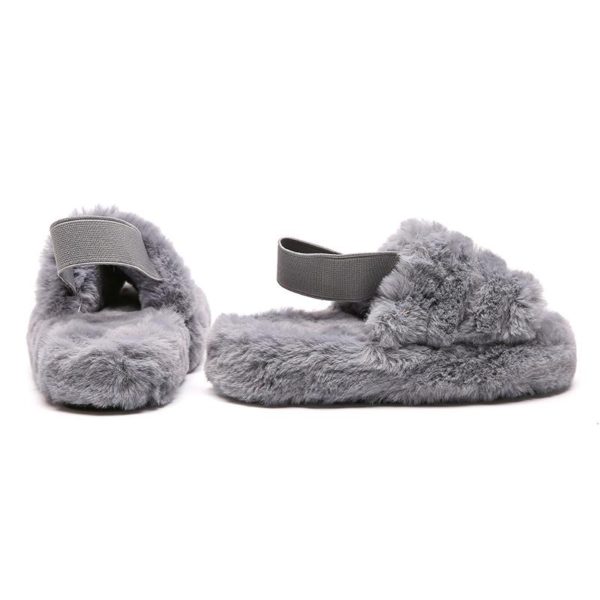 Itty Bitty Grey Faux Fur Cozy Winter Slippers