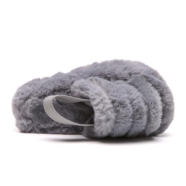 Itty Bitty Grey Faux Fur Cozy Winter Slippers