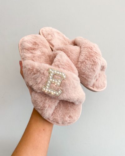 Itty Bitty Women/Adults Faux Fur Pink Personalised Slippers