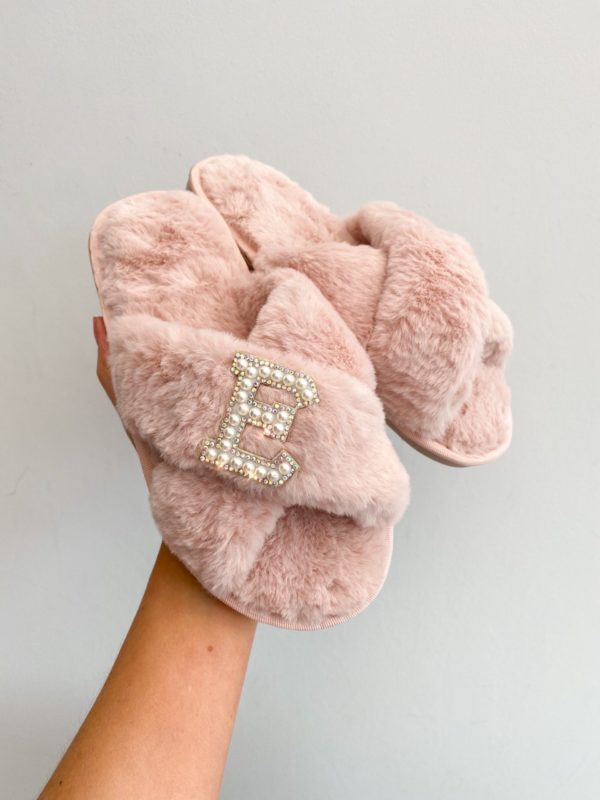 Itty Bitty Women/Adults Faux Fur Pink Personalised Slippers
