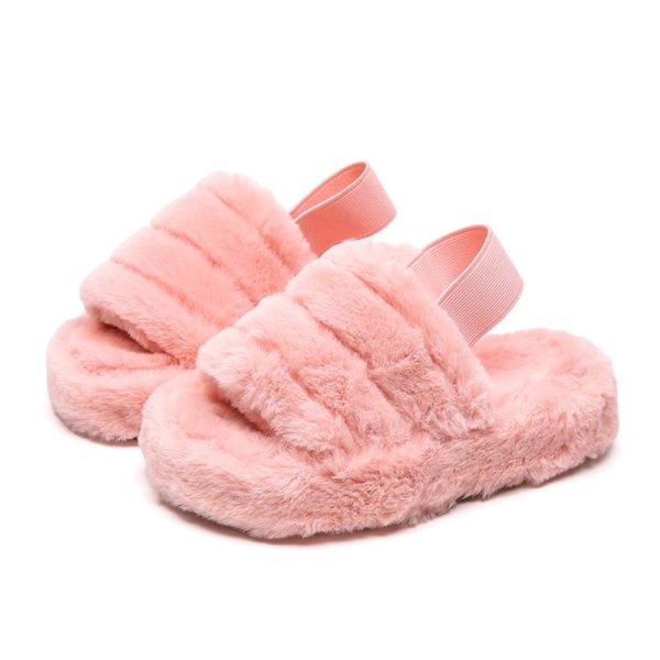 Itty Bitty Pink Faux Fur Cozy Winter Slippers