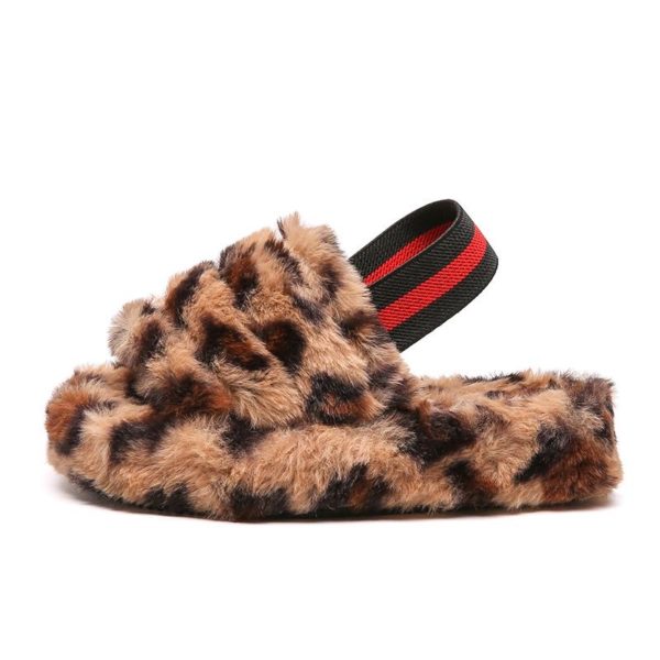 Itty Bitty Leopard Print Faux Fur Cozy Winter Slippers