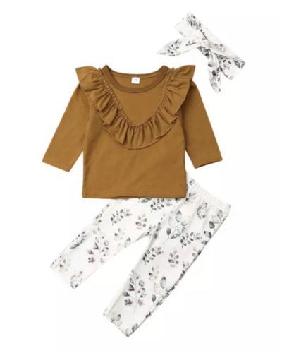 Itty Bitty Leaf Legging & Frill Top Headband Set