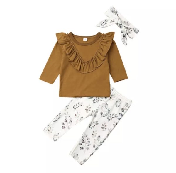Itty Bitty Leaf Legging & Frill Top Headband Set