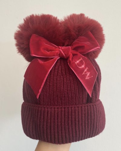 Itty Bitty Red Personalised Bow Hat