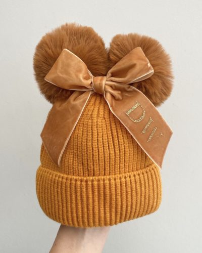 Itty Bitty Mustard Personalised Bow Hat