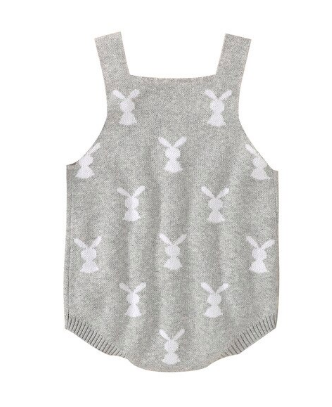 Itty Bitty Grey Knitted Bunny Romper