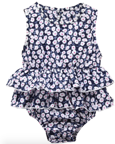 Itty Bitty Navy Floral Ruffle Romper