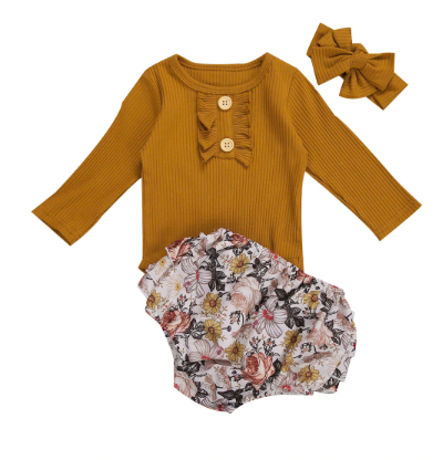 Itty Bitty Brown Flower Bloomer Set