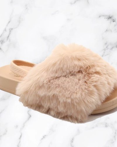 Itty Bitty Nude Beige Fluffy Sliders