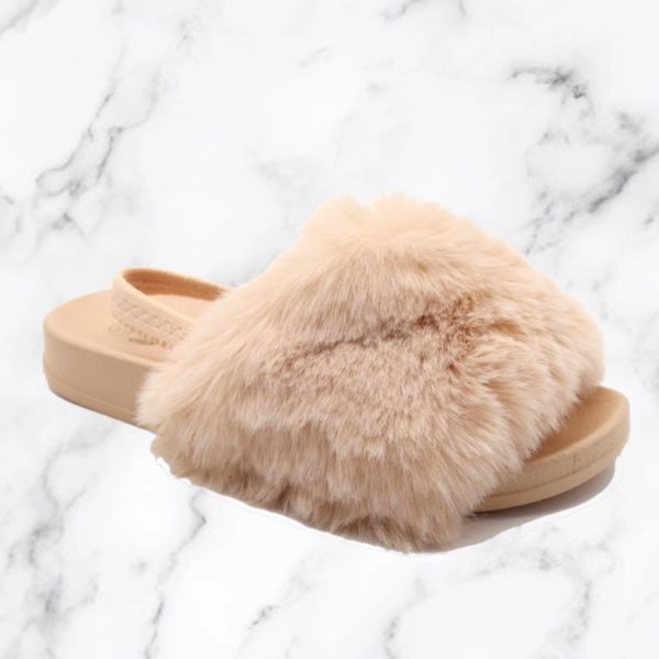 Itty Bitty Nude Beige Fluffy Sliders