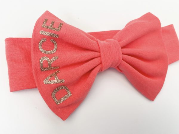 Itty Bitty Coral Personalised Bow Headband - Image 2
