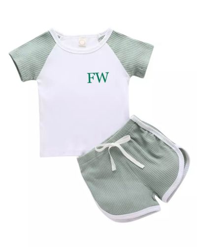 Itty Bitty Green 2 Piece Ribbed Top and Shorts Set