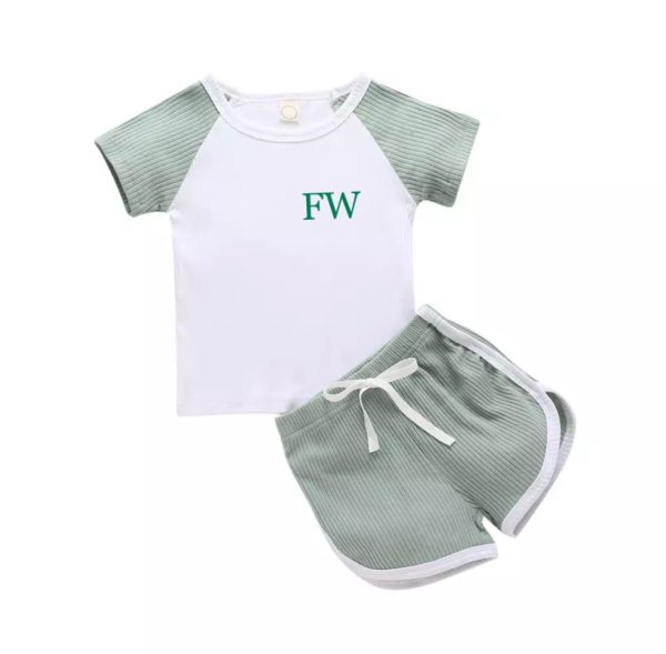 Itty Bitty Green 2 Piece Ribbed Top and Shorts Set
