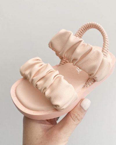 Itty Bitty Rose Pink Blush Ruched Strap Sandals