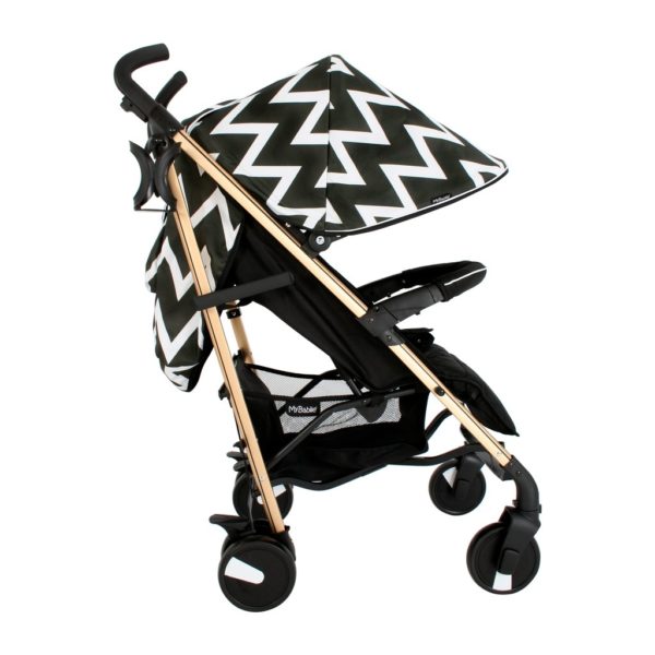 My Babiie MB51 Black and Gold Chevron Stroller Pushchair Buggy