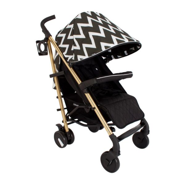 My Babiie MB51 Black and Gold Chevron Stroller Pushchair Buggy