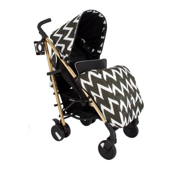 My Babiie MB51 Black and Gold Chevron Stroller Pushchair Buggy